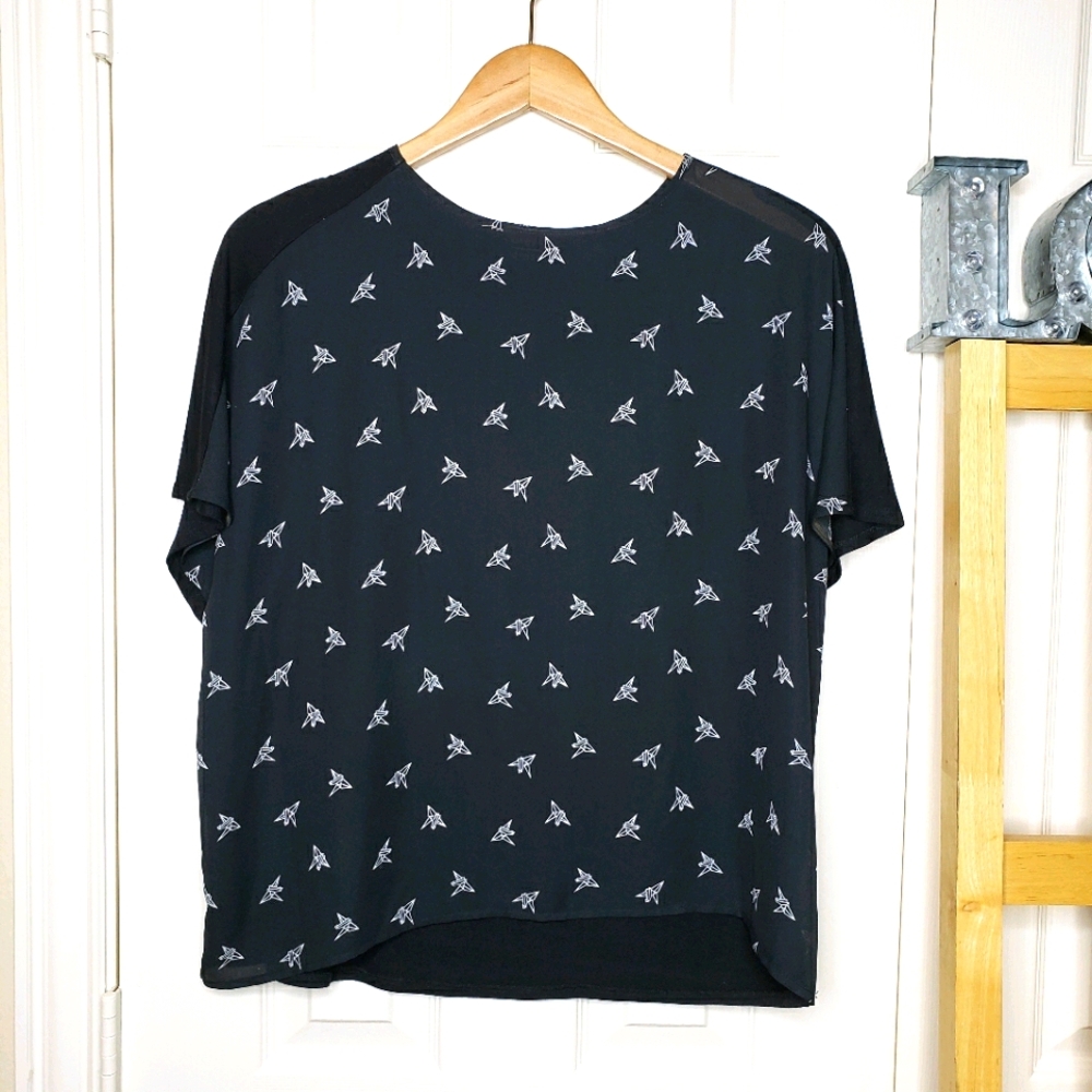 Popver top print front solid back. NWOT